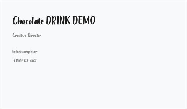 Chocolate DRINK DEMO Business Card