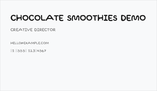 Chocolate Smoothies Demo Business Card