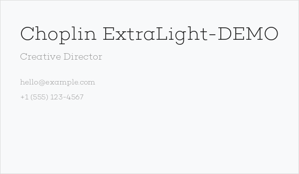 Choplin ExtraLight-DEMO Business Card
