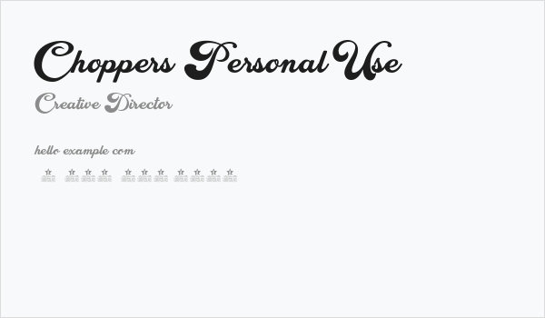 Choppers Personal Use Business Card