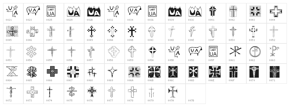 Christian Crosses II Character Map