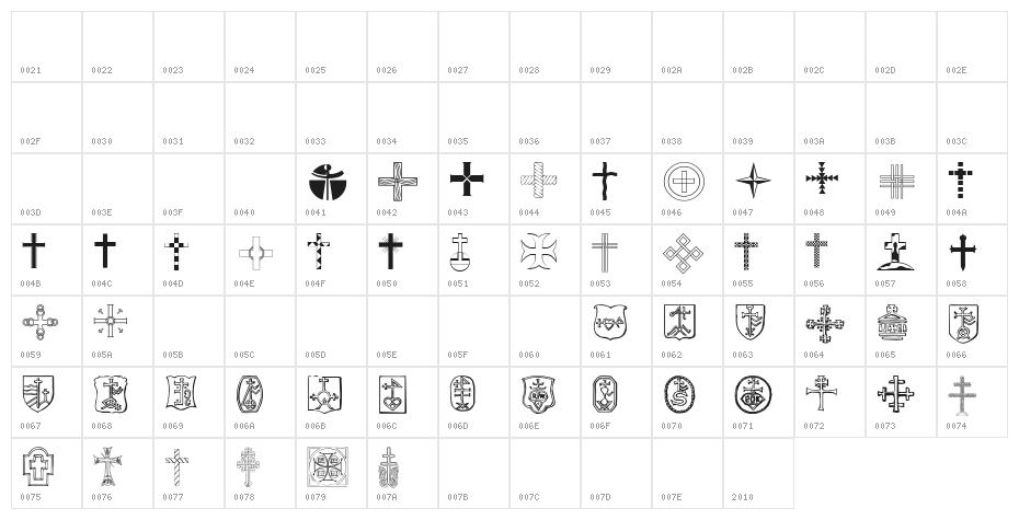 Christian Crosses IV Character Map