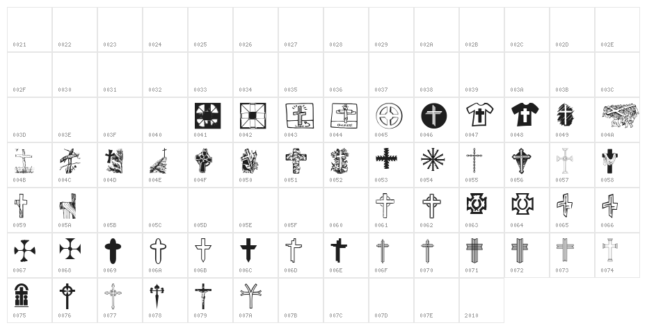Christian Crosses V Character Map