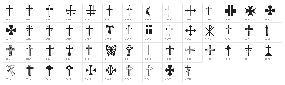 Christian Crosses Character Map