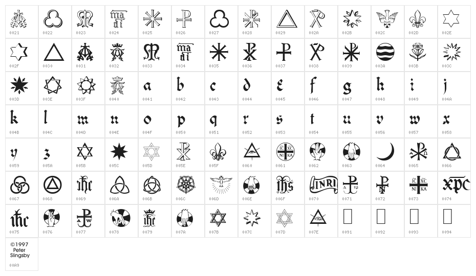 Christian Icons B Monograms Character Map
