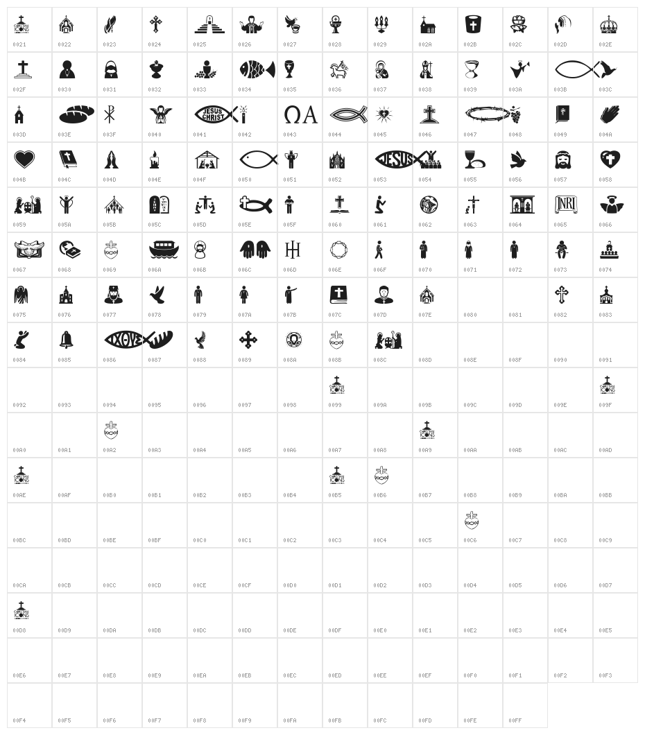 Christian Icons Character Map