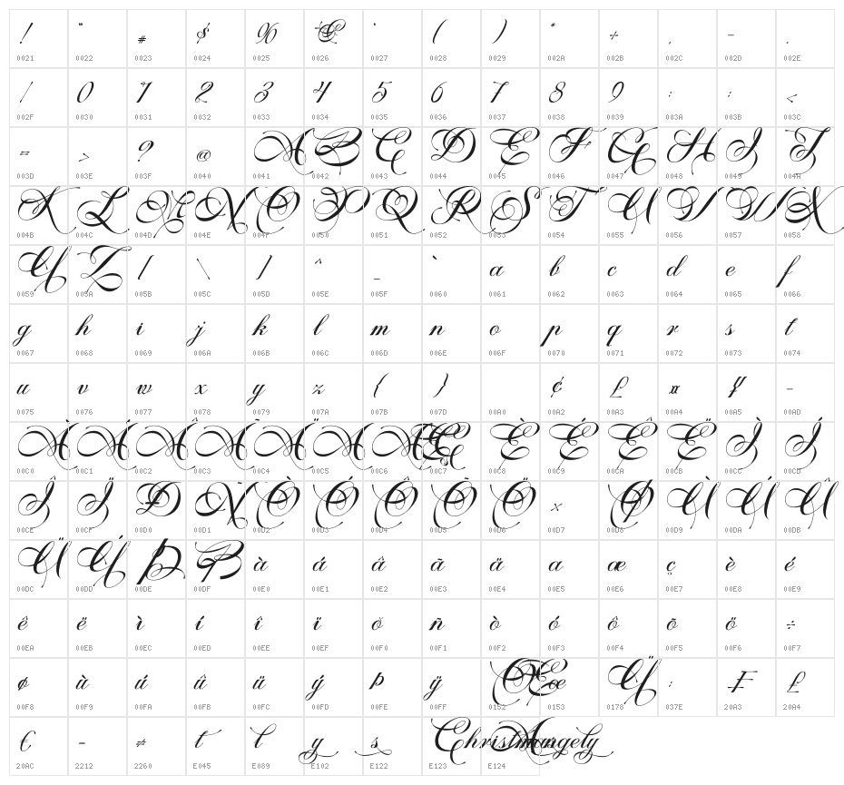 Christmas Angely - Personal use Character Map