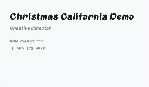 Christmas California Demo Business Card