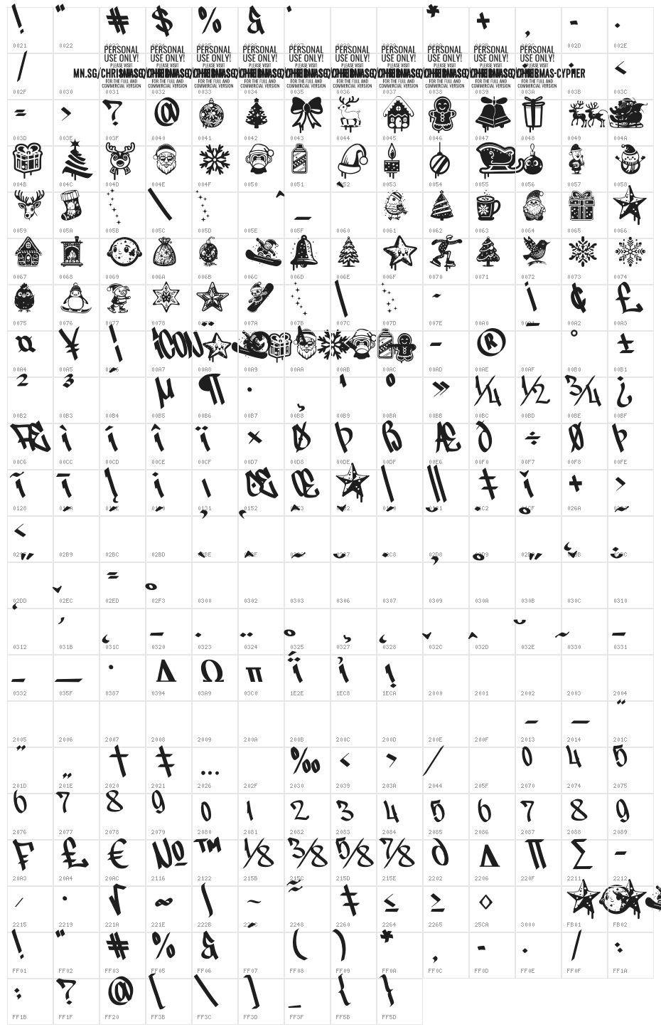 Christmas Cypher Icon PERSONAL Regular Character Map