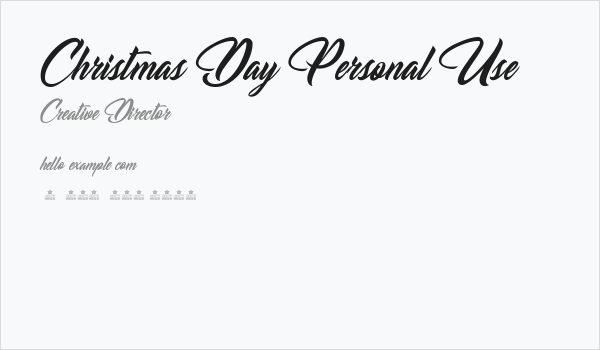 Christmas Day Personal Use Business Card