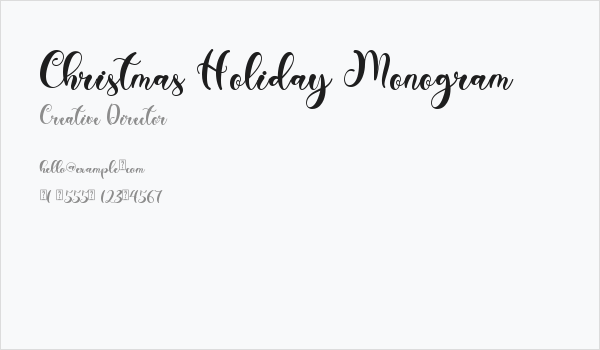 Christmas Holiday Monogram Business Card
