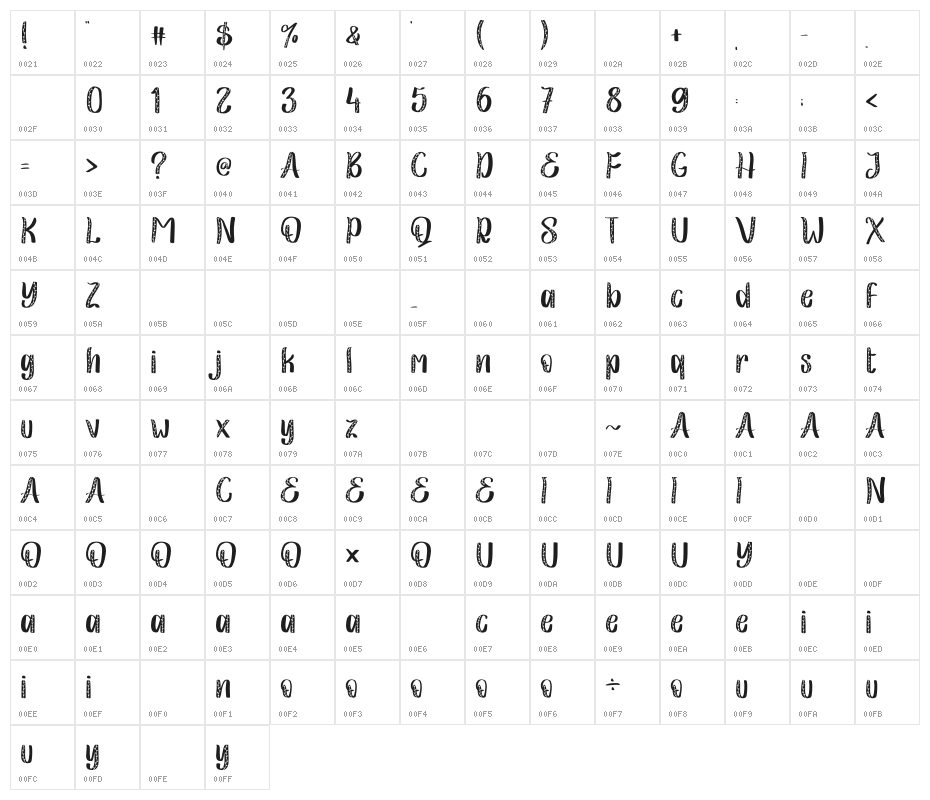 Christmas Leaf Regular Character Map