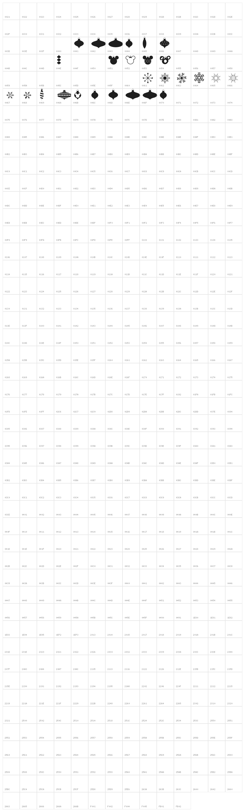 Christmas Mouse Character Map