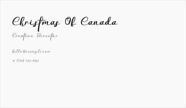 Christmas Of Canada Business Card