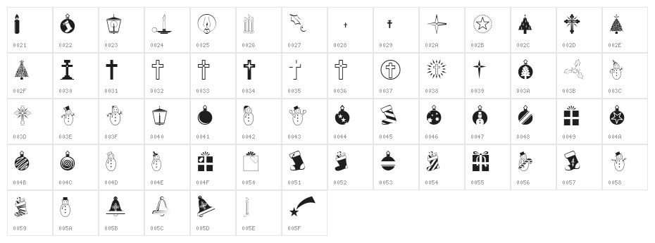 Christmas Regular Character Map