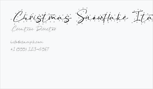 Christmas Snowflake Italic Business Card