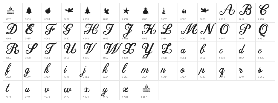 Christmas Time Personal Use Regular Character Map