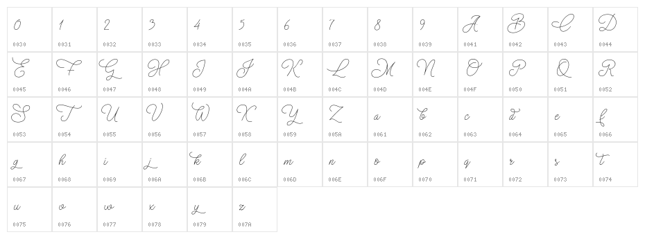 Christmas Wish monoline Character Map