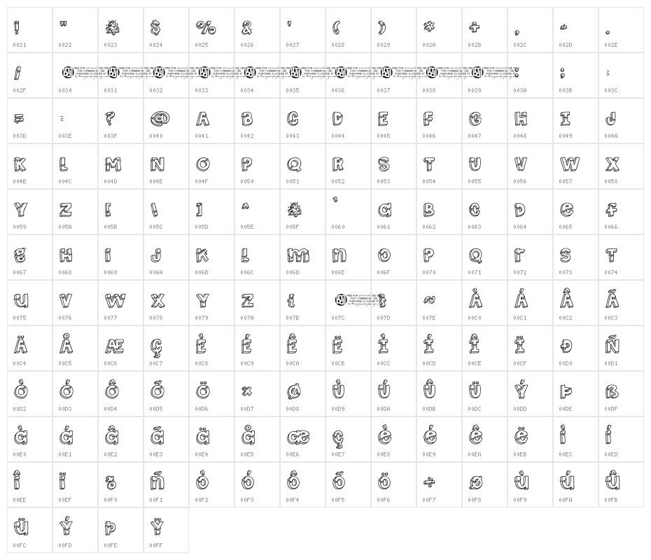 Christmas _ Tree _ Lights Reg Character Map