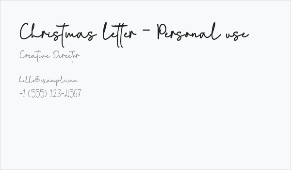 Christmas letter - Personal use Business Card