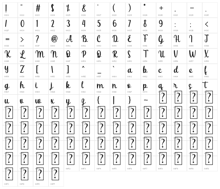 ChristmasHalcyonPersonalUse-R Character Map