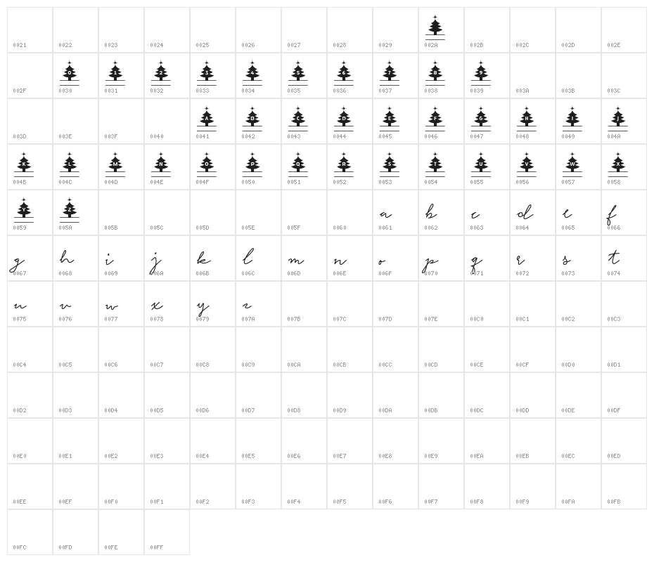 ChristmasMonogram-Regular Character Map