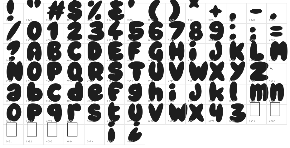 Chubby Rounded Character Map