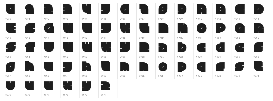 ChubbySquare Regular Character Map