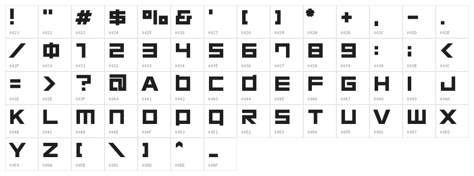 Chubu 08 Normal Character Map