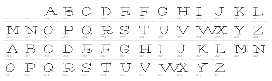 Chump-Regular Character Map