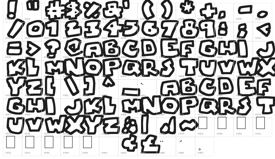 Chunky Boulder Outlines Character Map