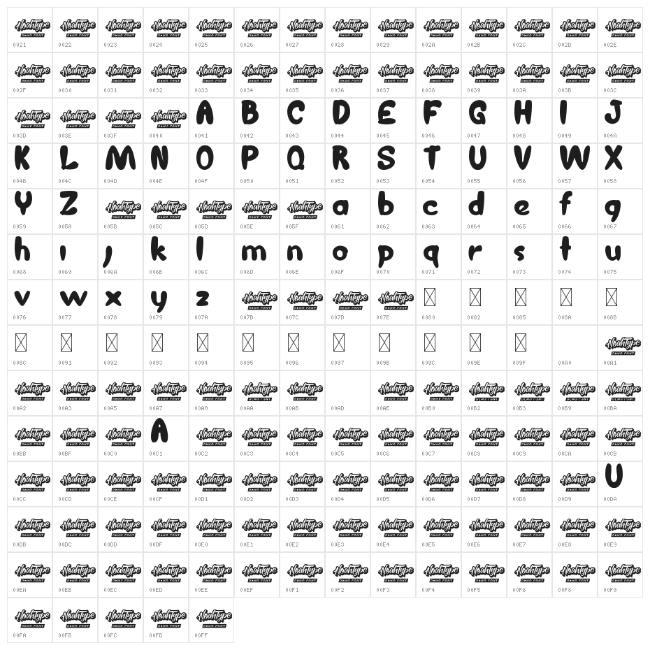 Chunky Unicorn Demo Character Map