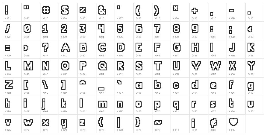 ChunkyDunkOutlin Character Map
