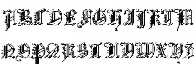 Church Text 'Shaded' Schriftart Groß