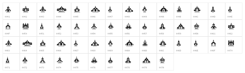 Churches Regular Character Map