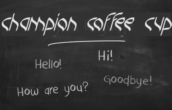 champion coffee cup Font examples