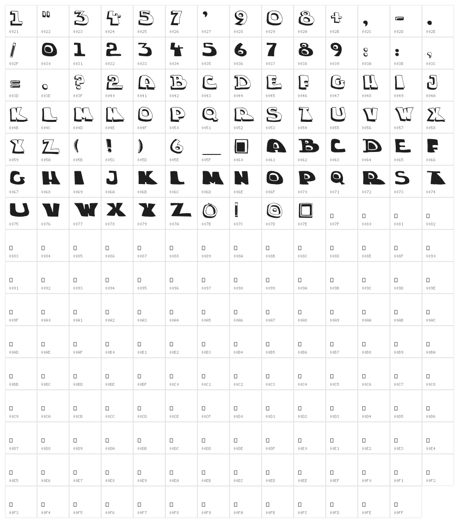 chuck-shadow Character Map