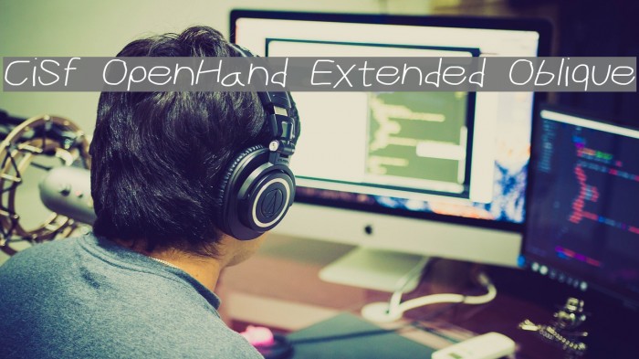 CiSf OpenHand Extended Oblique Font examples