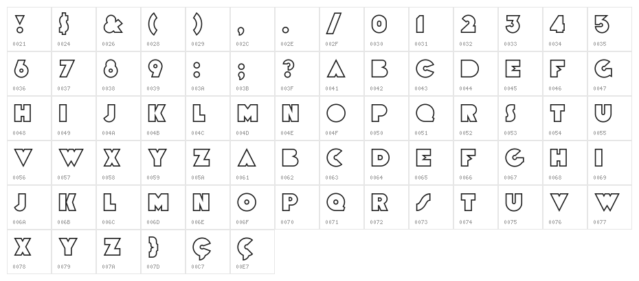 Ciclope Black Black Outline Character Map