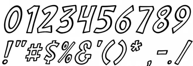 Cilok There Outline Italic Font OTHER CHARS