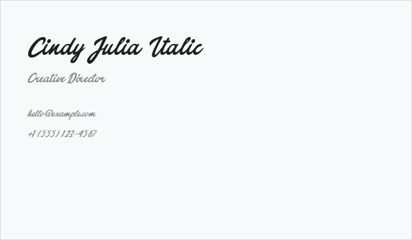 Cindy Julia Italic Business Card