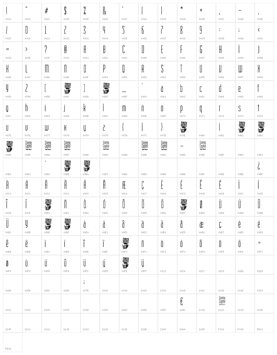 Cinema Capitol Character Map
