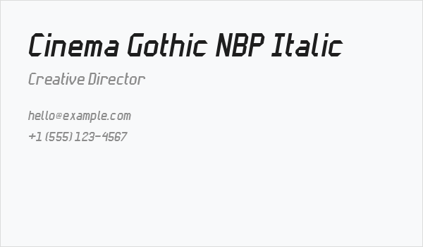 Cinema Gothic NBP Italic Business Card