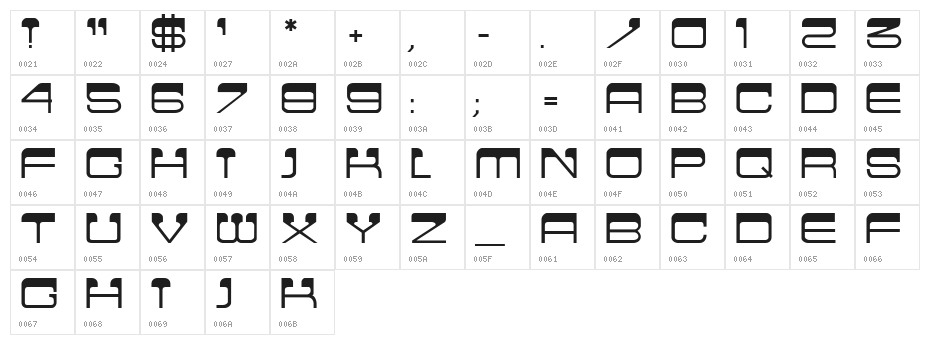 Cinema MF Character Map