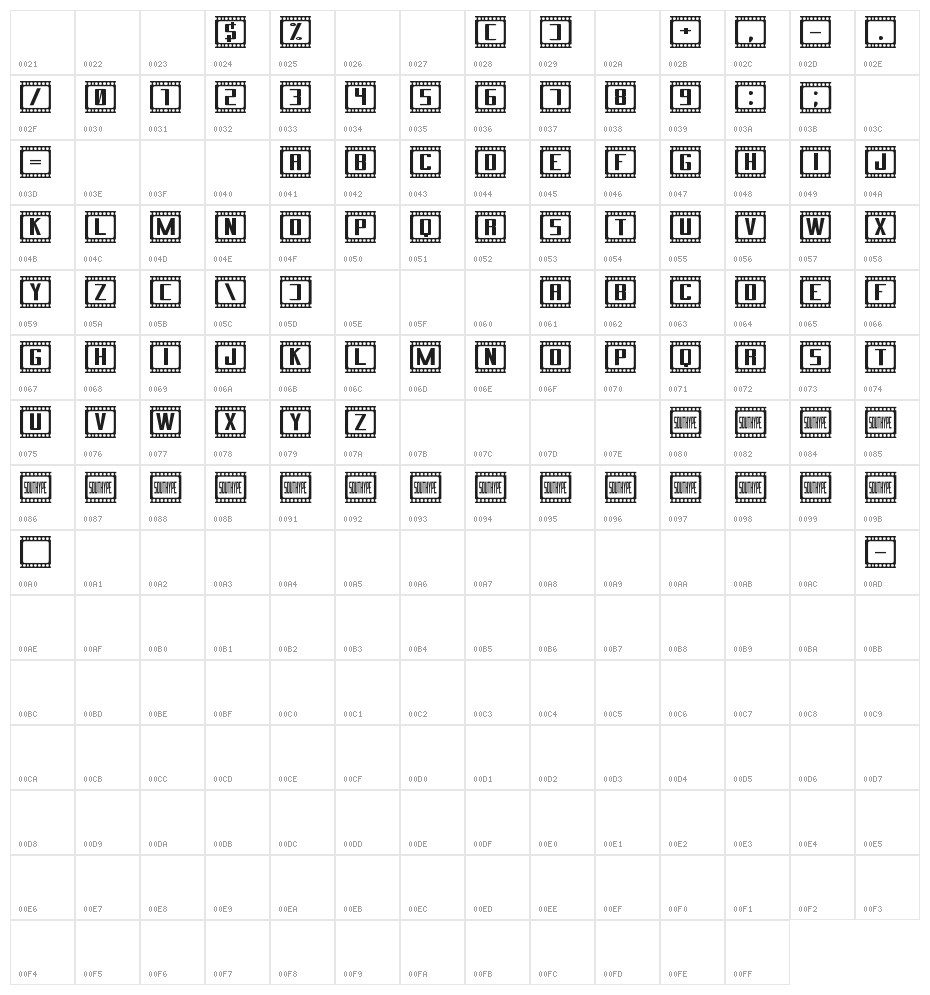 Cinema St Character Map
