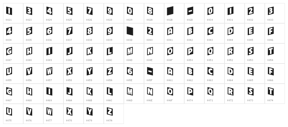 Cinerama-Regular Character Map