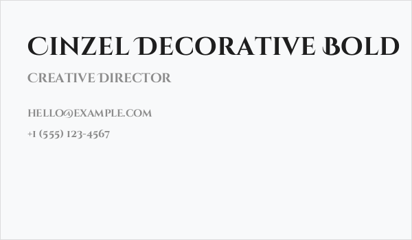 Cinzel Decorative Bold Business Card