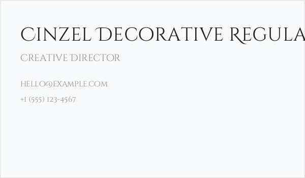 Cinzel Decorative Regular Business Card