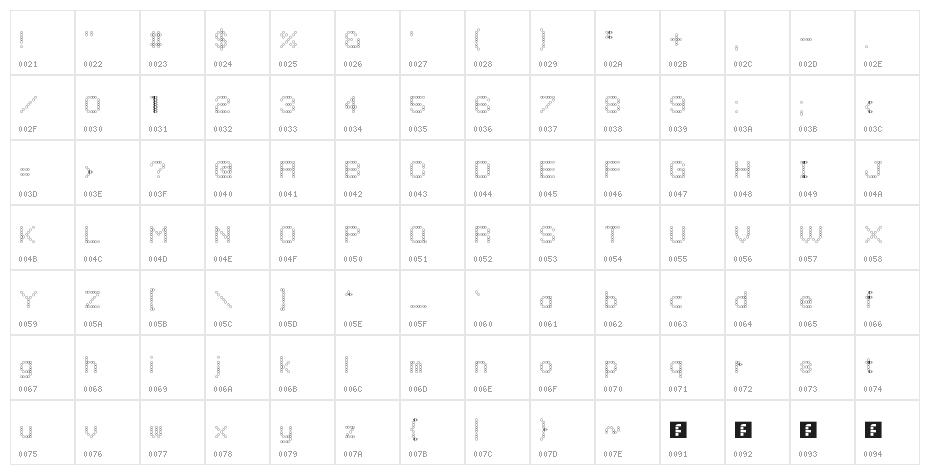 Circle Outline Regular Character Map
