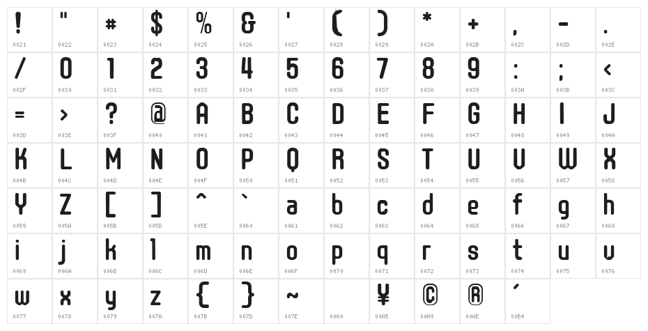 Circle20 Character Map